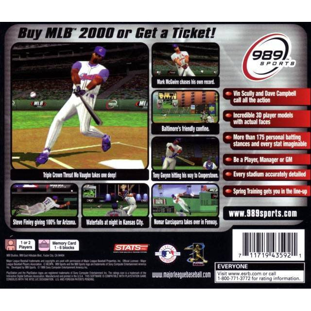 MLB 2000 - PlayStation 1 (PS1) Game Complete - YourGamingShop.com - Buy, Sell, Trade Video Games Online. 120 Day Warranty. Satisfaction Guaranteed.