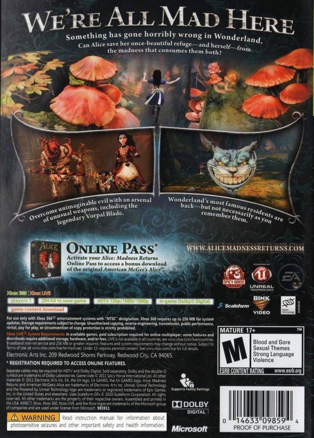 Alice: Madness Returns - Microsoft Xbox 360 Game