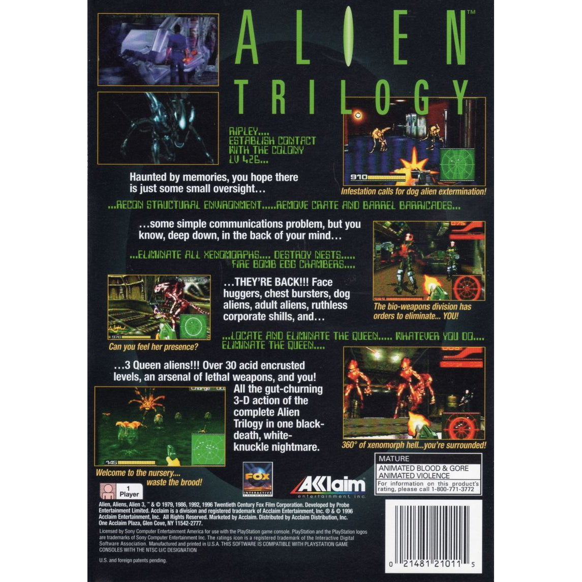 Alien Trilogy (Long Box) - PlayStation 1 (PS1) Game Complete - YourGamingShop.com - Buy, Sell, Trade Video Games Online. 120 Day Warranty. Satisfaction Guaranteed.