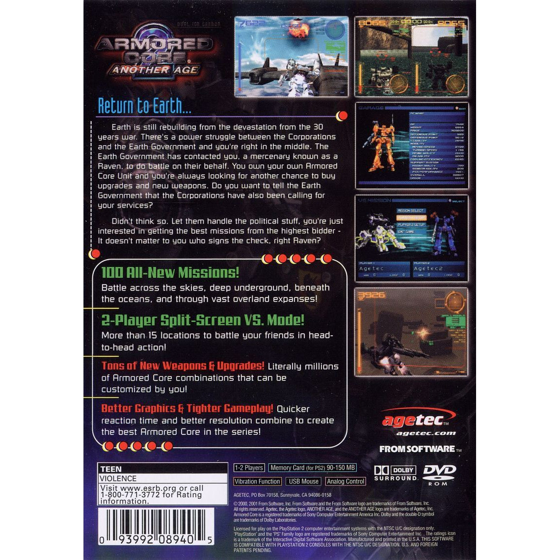 Armored Core 2: Another Age -  PlayStation 2 (PS2) Game Complete - YourGamingShop.com - Buy, Sell, Trade Video Games Online. 120 Day Warranty. Satisfaction Guaranteed.