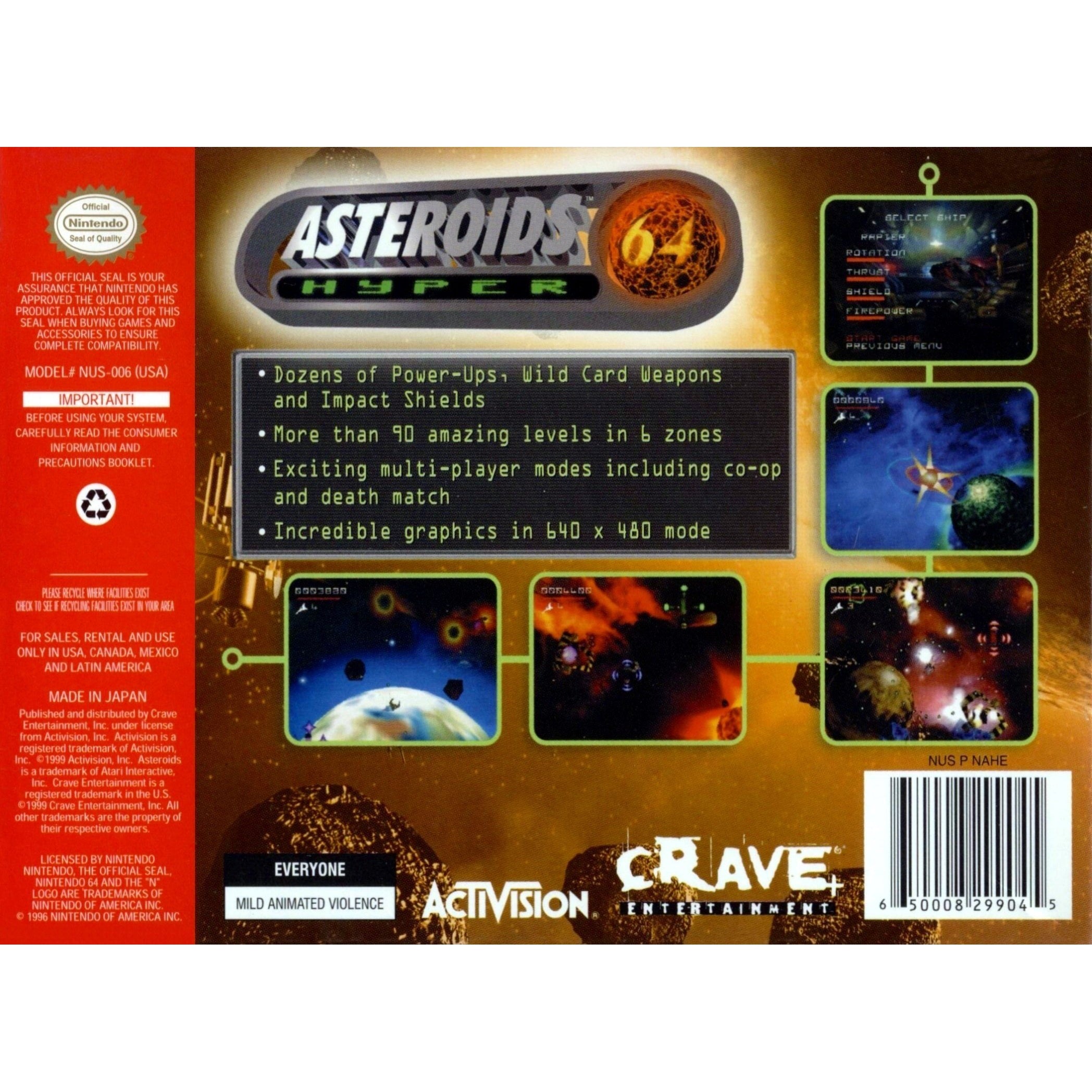 Your Gaming Shop - Asteroids Hyper 64 - Authentic Nintendo 64 (N64) Game Cartridge