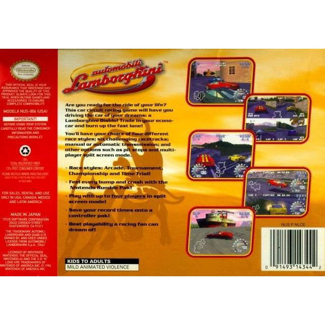 Automobili Lamborghini - Authentic Nintendo 64 (N64) Game Cartridge - YourGamingShop.com - Buy, Sell, Trade Video Games Online. 120 Day Warranty. Satisfaction Guaranteed.