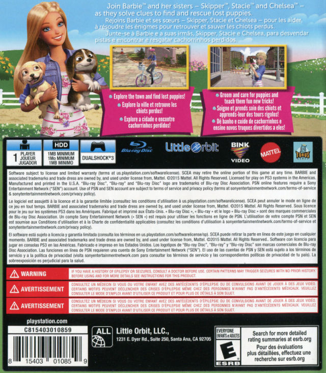 Barbie & Her Sisters: Puppy Rescue - PlayStation 3 (PS3) Game