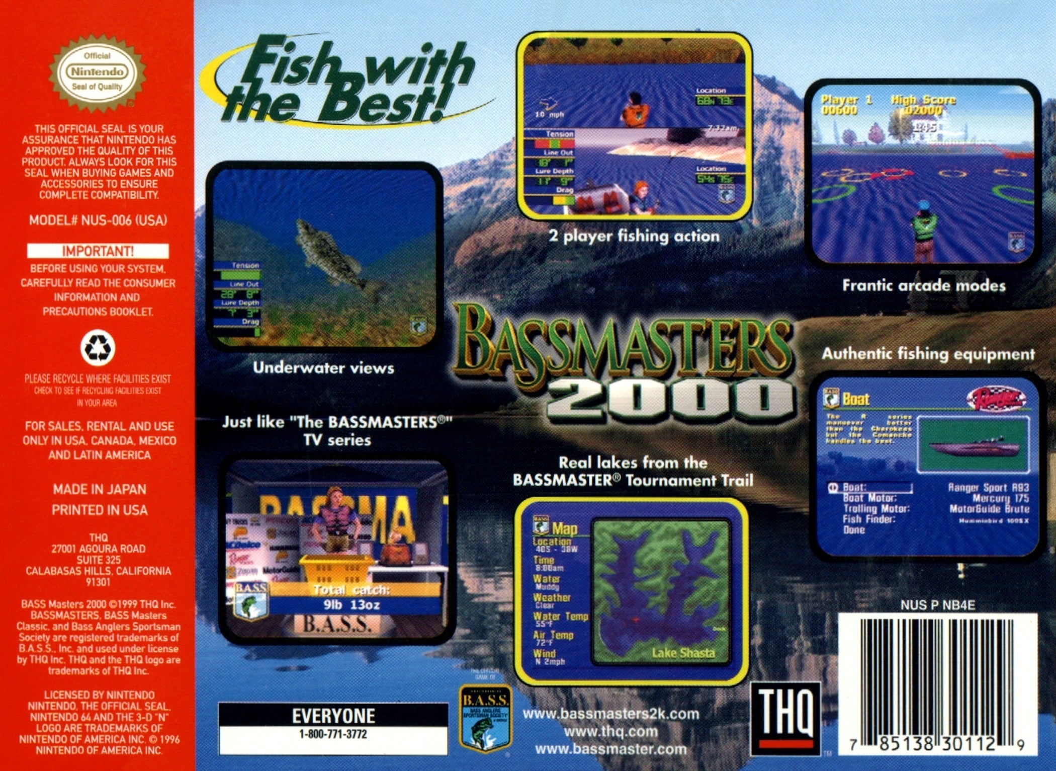 Bassmasters 2000 - Authentic Nintendo 64 (N64) Game Cartridge