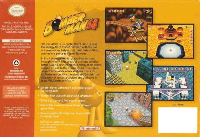 Bomberman 64 - Authentic Nintendo 64 (N64) Game Cartridge