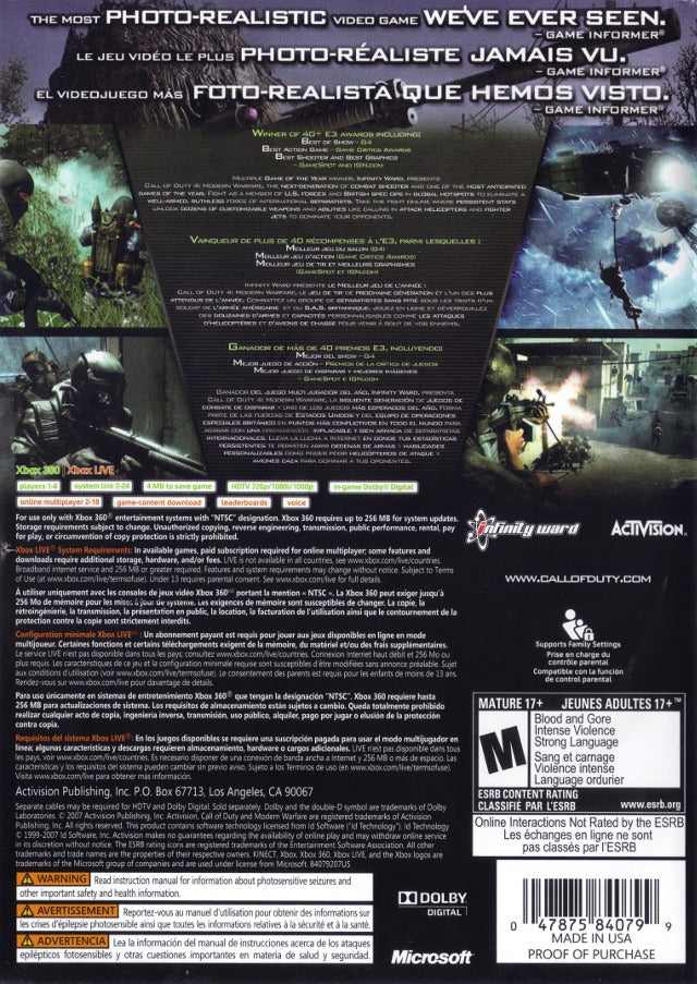 Call of Duty 4: Modern Warfare (Platinum Hits) - Xbox 360 Game