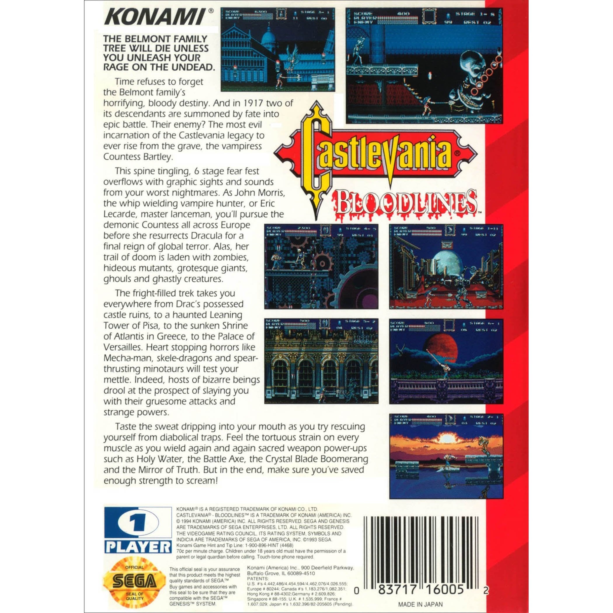 Castlevania: Bloodlines - Sega Genesis Game Complete (Cardboard Box) - YourGamingShop.com - Buy, Sell, Trade Video Games Online. 120 Day Warranty. Satisfaction Guaranteed.