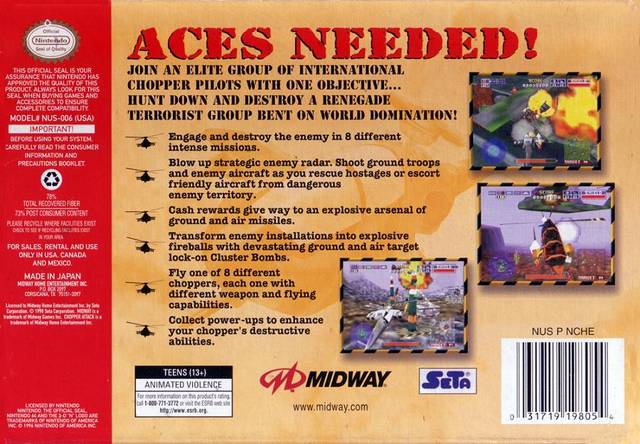 Chopper Attack - Authentic Nintendo 64 (N64) Game Cartridge