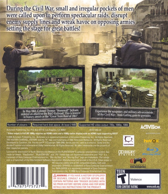 The History Channel: Civil War: Secret Missions - PlayStation 3 (PS3) Game