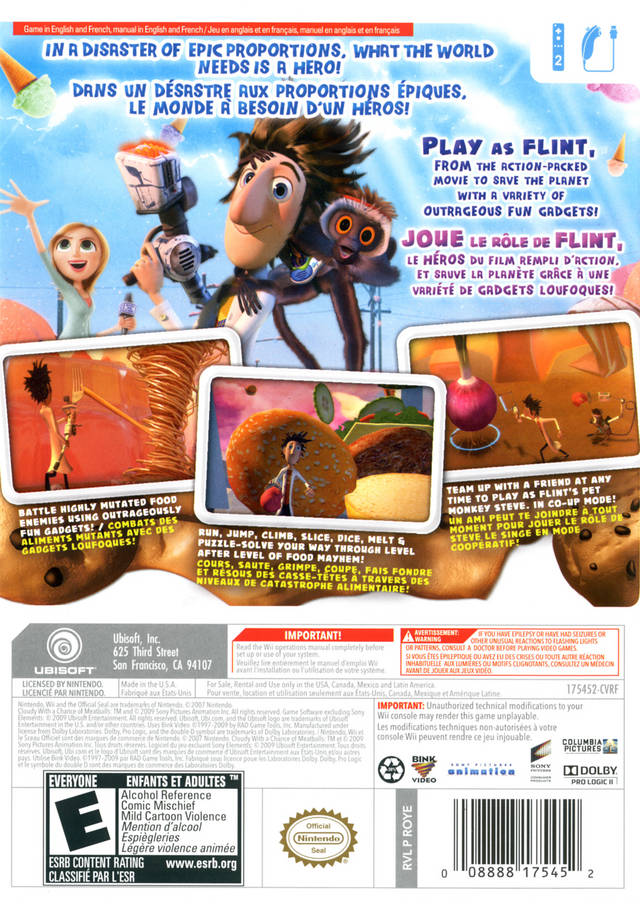 Cloudy With a Chance of Meatballs - Nintendo Wii Game