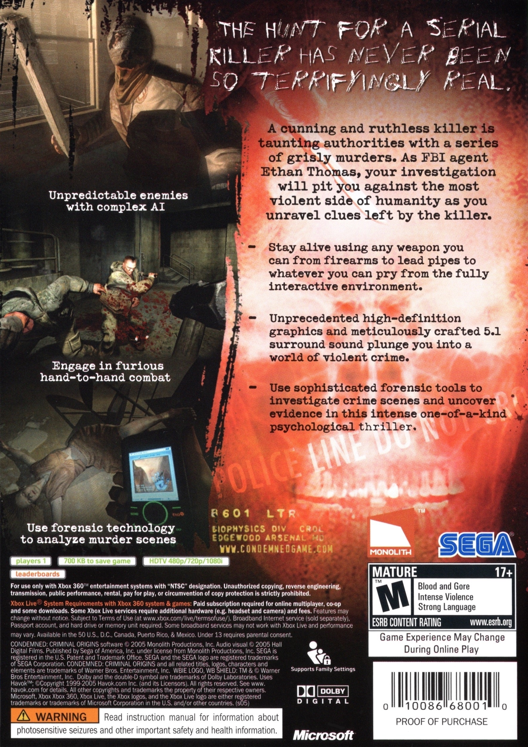Condemned: Criminal Origins - Xbox 360 Game