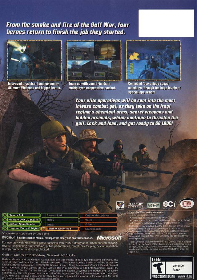Conflict: Desert Storm II - Back to Baghdad - Microsoft Xbox Game