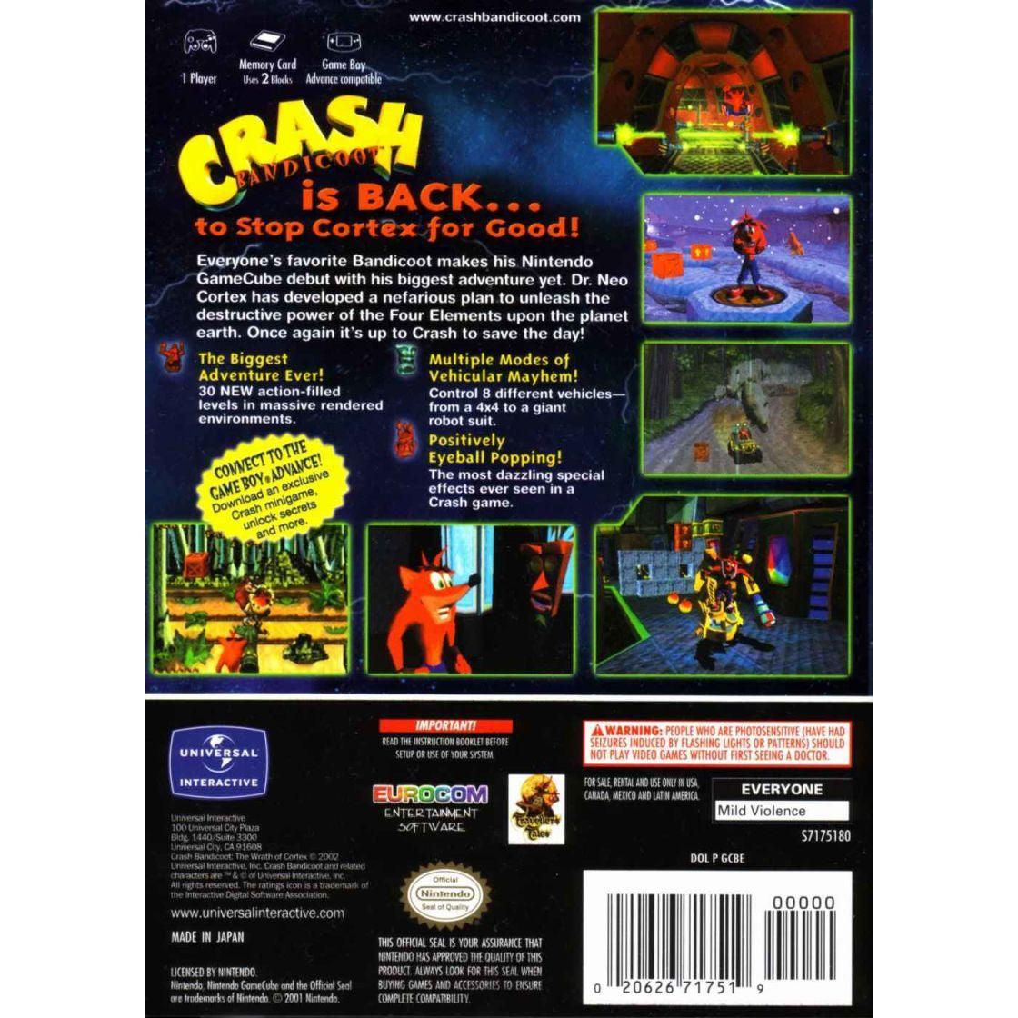 Crash Bandicoot: The Wrath of Cortex (Player's Choice) - Nintendo GameCube Game Complete - YourGamingShop.com - Buy, Sell, Trade Video Games Online. 120 Day Warranty. Satisfaction Guaranteed.