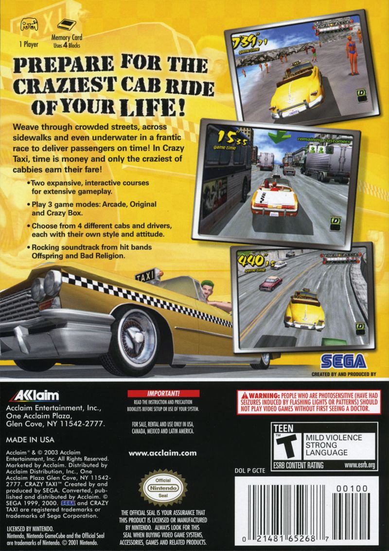Crazy Taxi (Players Choice) - Nintendo GameCube Game
