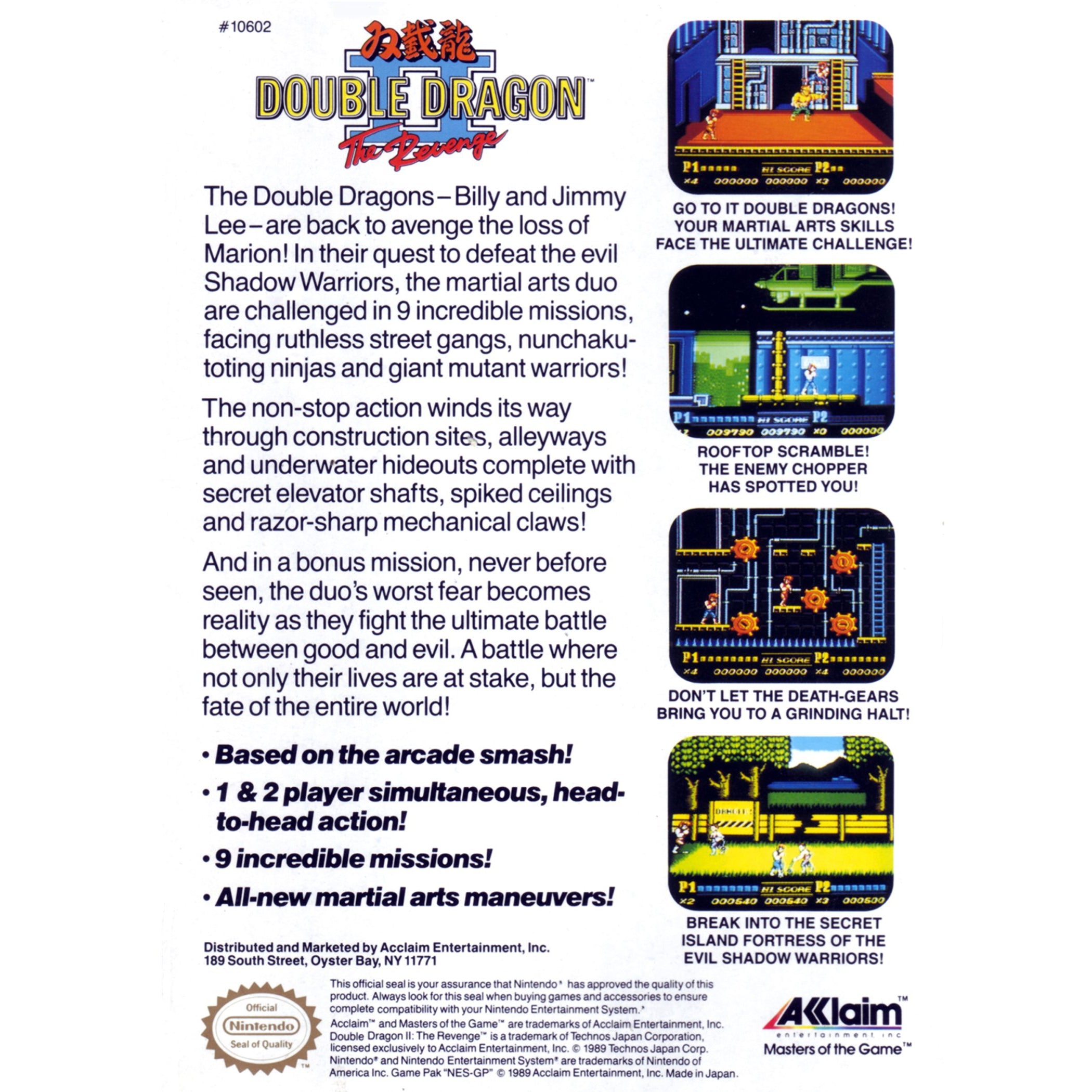 Double Dragon II: The Revenge - Authentic NES Game Cartridge - YourGamingShop.com - Buy, Sell, Trade Video Games Online. 120 Day Warranty. Satisfaction Guaranteed.