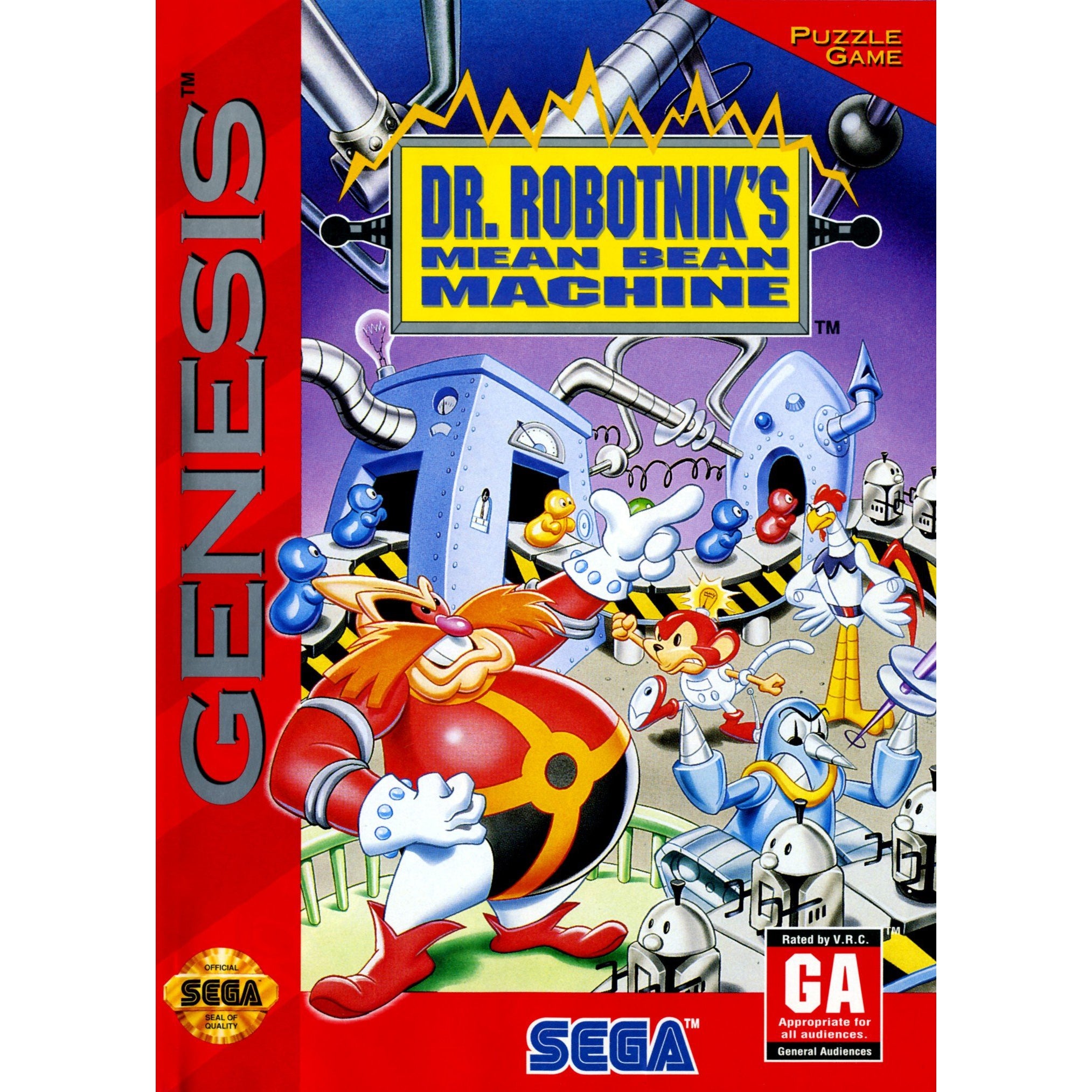 Dr. Robotnik's Mean Bean Machine - Sega Genesis Game Complete - YourGamingShop.com - Buy, Sell, Trade Video Games Online. 120 Day Warranty. Satisfaction Guaranteed.