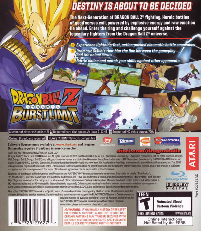 Dragon Ball Z: Burst Limit - PlayStation 3 (PS3) Game