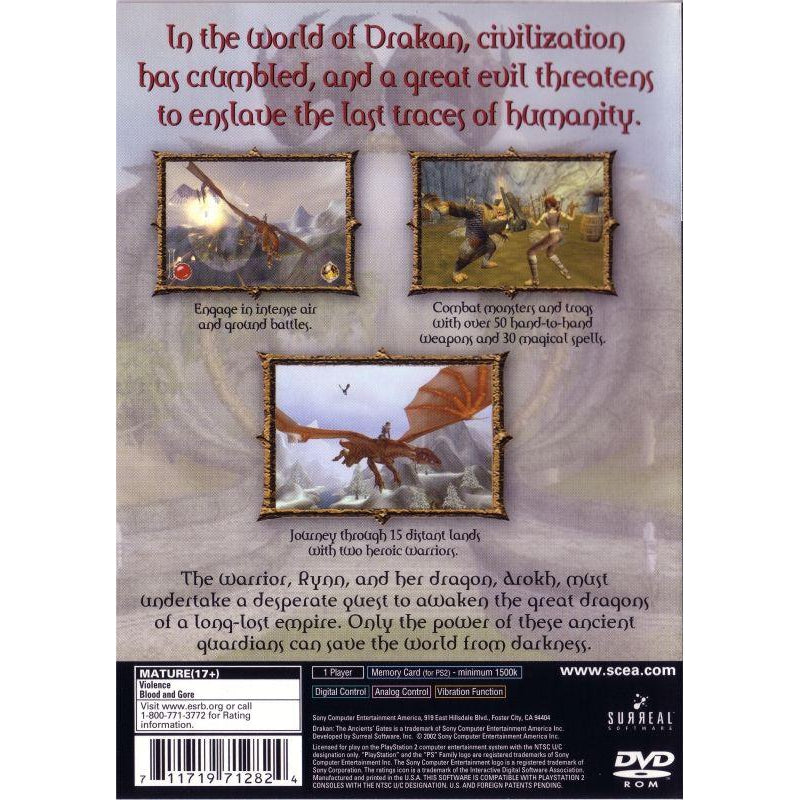 Drakan: The Ancients' Gates - PlayStation 2 (PS2) Game Complete - YourGamingShop.com - Buy, Sell, Trade Video Games Online. 120 Day Warranty. Satisfaction Guaranteed.