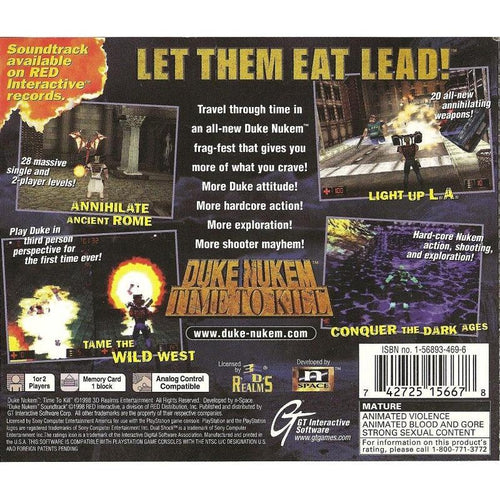 Duke Nukem: Time to Kill - PlayStation 1 (PS1) Game Complete - YourGamingShop.com - Buy, Sell, Trade Video Games Online. 120 Day Warranty. Satisfaction Guaranteed.
