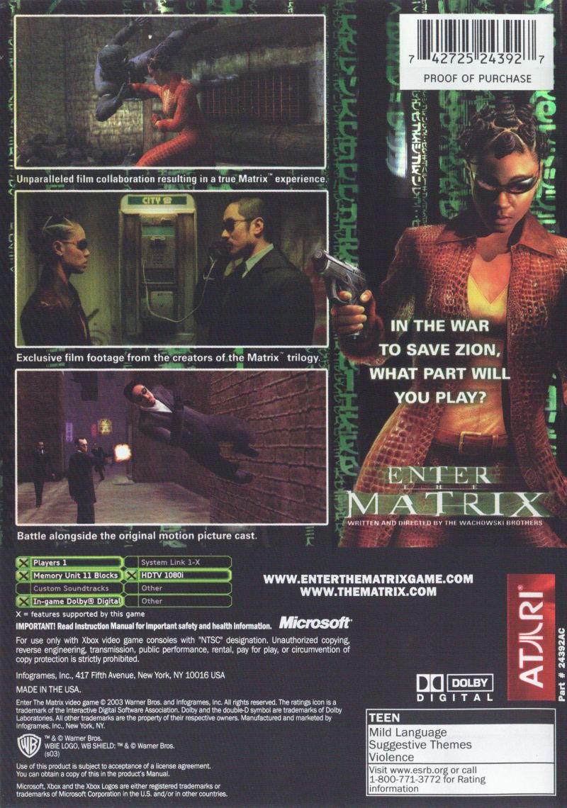 Enter the Matrix - Xbox Game - YourGamingShop.com - Buy, Sell, Trade Video Games Online. 120 Day Warranty. Satisfaction Guaranteed.