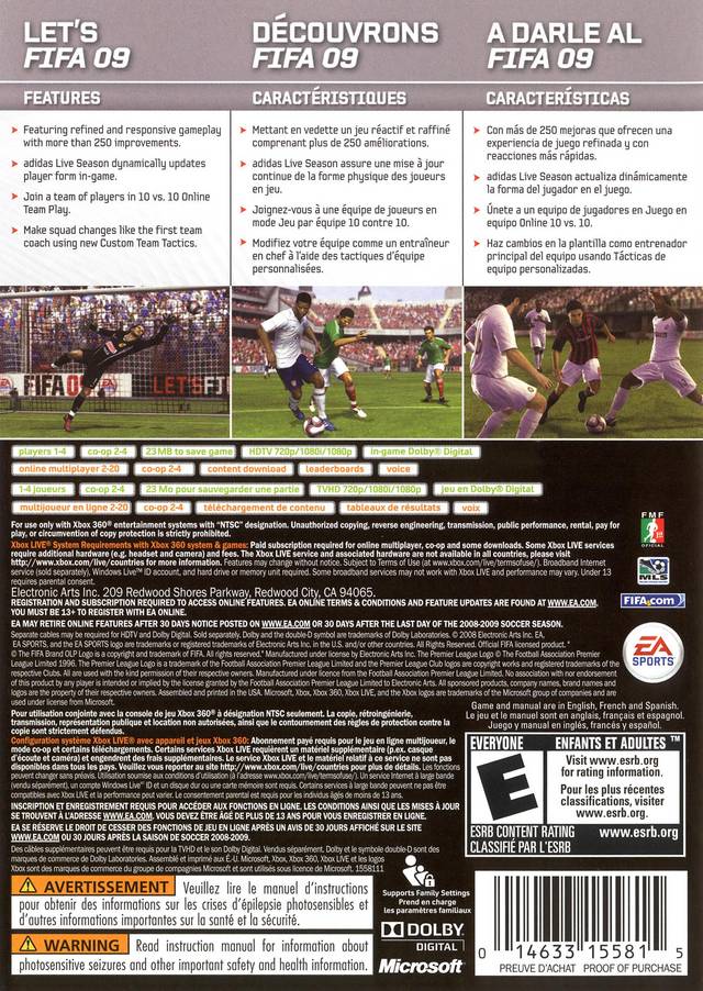 FIFA Soccer 09 - Xbox 360 Game