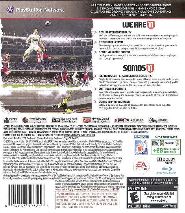 FIFA Soccer 11 - PlayStation 3 (PS3) Game
