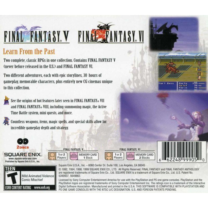 Final Fantasy Anthology (Greatest Hits) - PlayStation 1 (PS1) Game - YourGamingShop.com - Buy, Sell, Trade Video Games Online. 120 Day Warranty. Satisfaction Guaranteed.