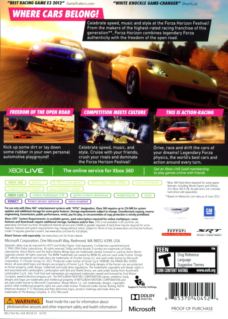 Forza Horizon - Xbox 360 Game