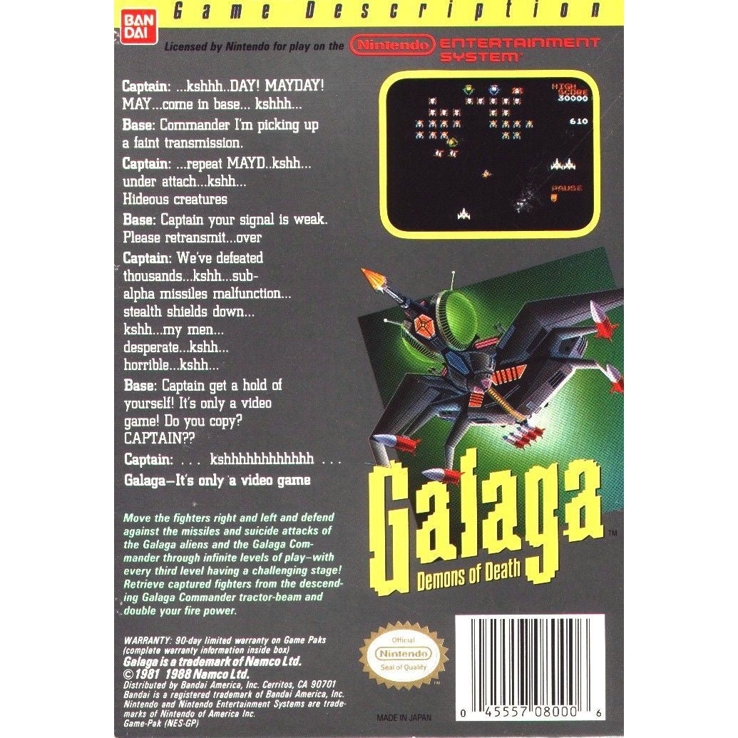 Your Gaming Shop - Galaga: Demons of Death - Authentic NES Game Cartridge