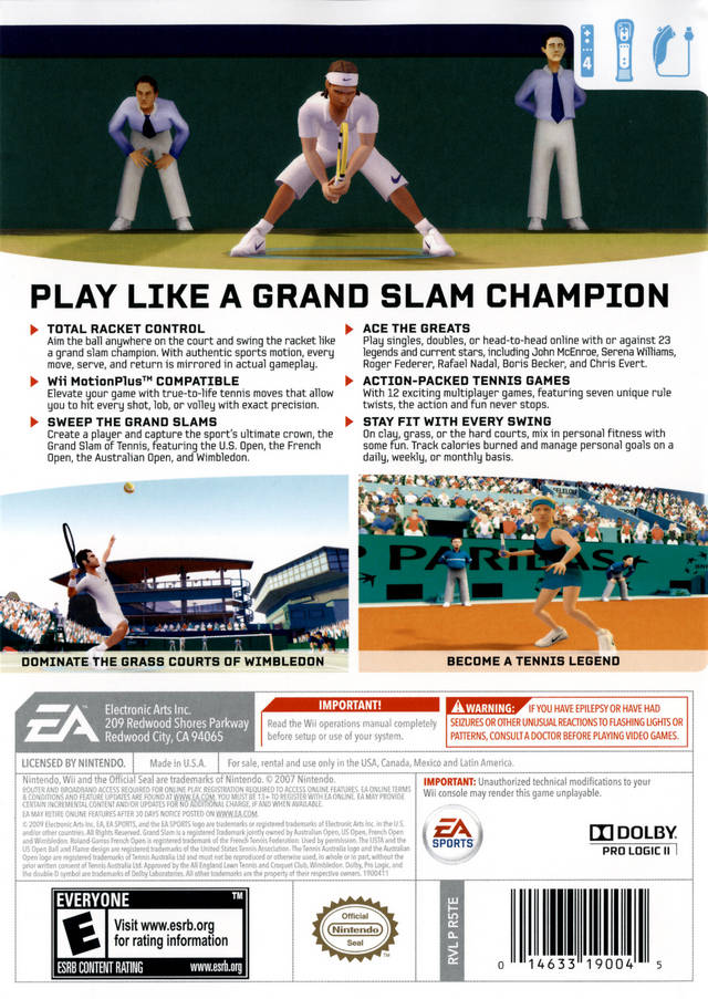 Grand Slam Tennis - Nintendo Wii Game