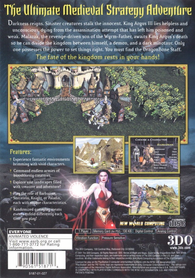 Heroes of Might and Magic: Quest for the Dragon Bone Staff - PlayStation 2 (PS2) Game
