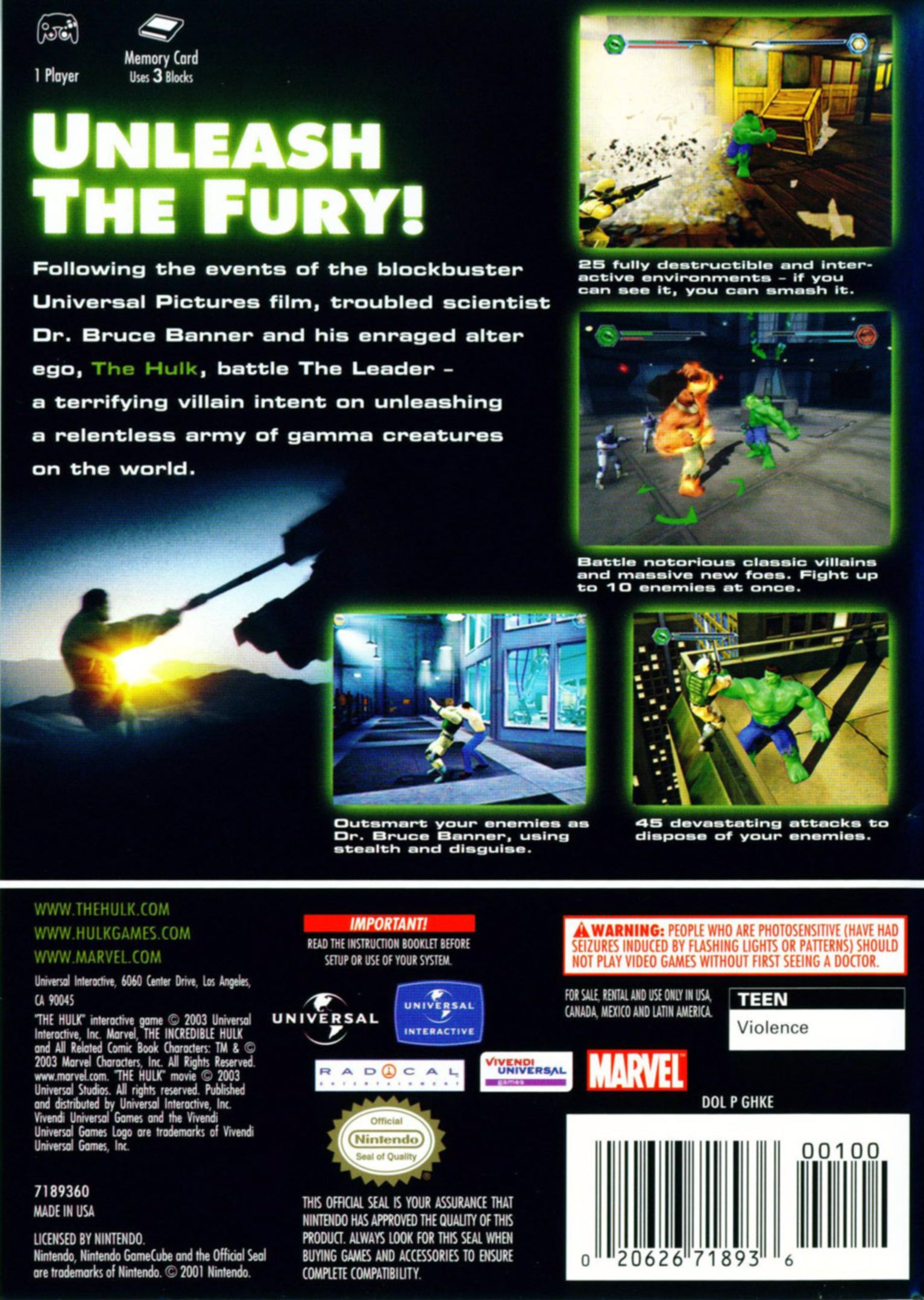 Hulk - Nintendo GameCube Game