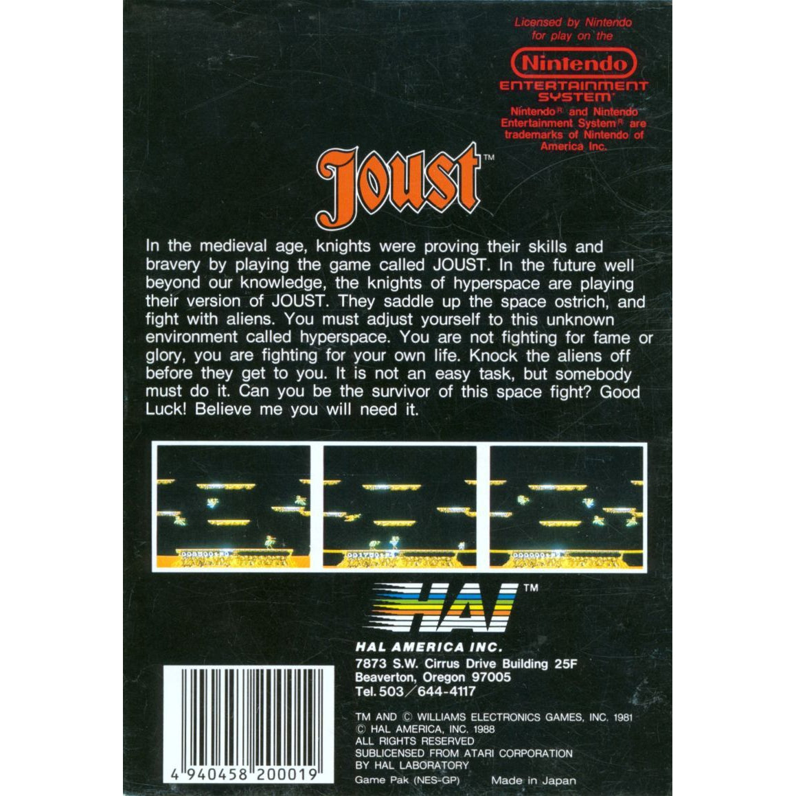 Your Gaming Shop - Joust - Authentic NES Game Cartridge