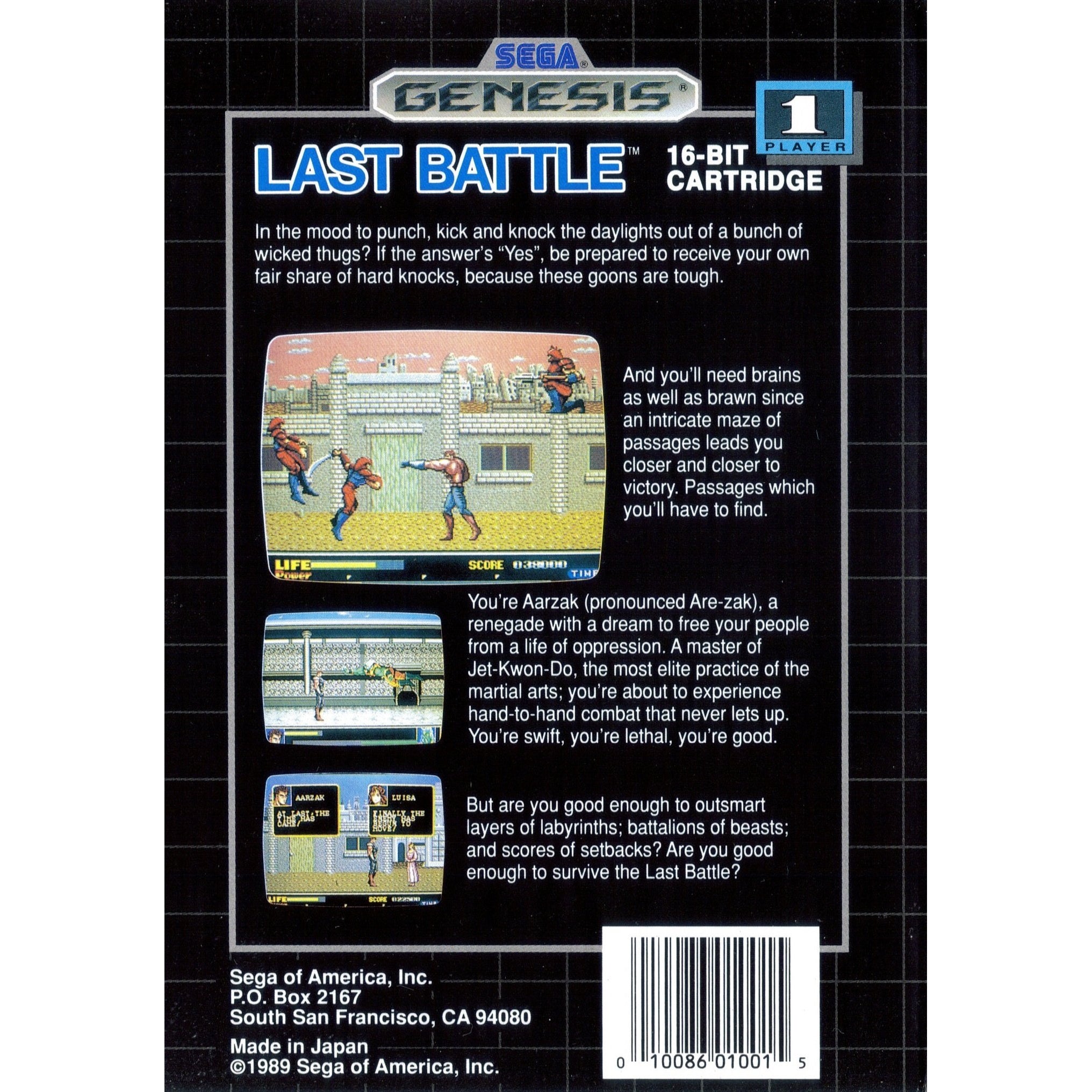 Last Battle - Sega Genesis Game Complete - YourGamingShop.com - Buy, Sell, Trade Video Games Online. 120 Day Warranty. Satisfaction Guaranteed.