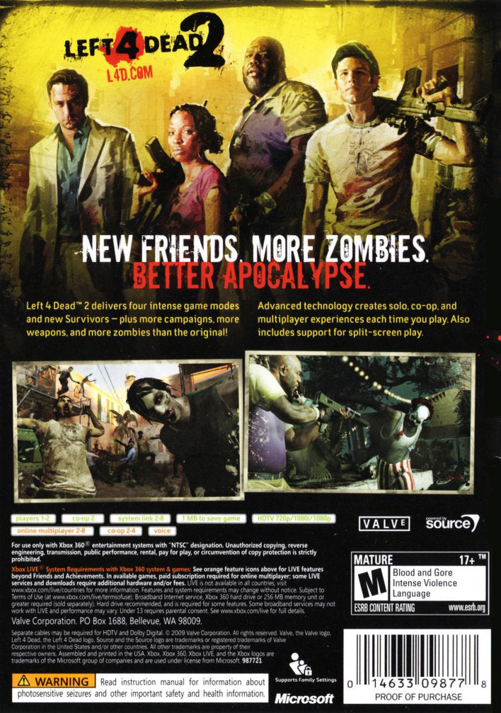 Left 4 Dead 2 (Platinum Hits) - Xbox 360 Game