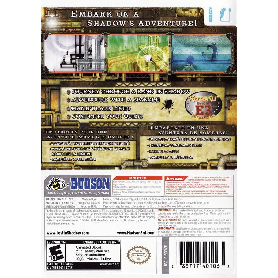 Lost in Shadow - Wii Game Complete - YourGamingShop.com - Buy, Sell, Trade Video Games Online. 120 Day Warranty. Satisfaction Guaranteed.