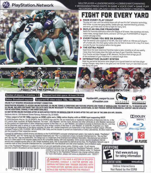 Madden NFL 10 - PlayStation 3 (PS3) Game - YourGamingShop.com - Buy, Sell, Trade Video Games Online. 120 Day Warranty. Satisfaction Guaranteed.