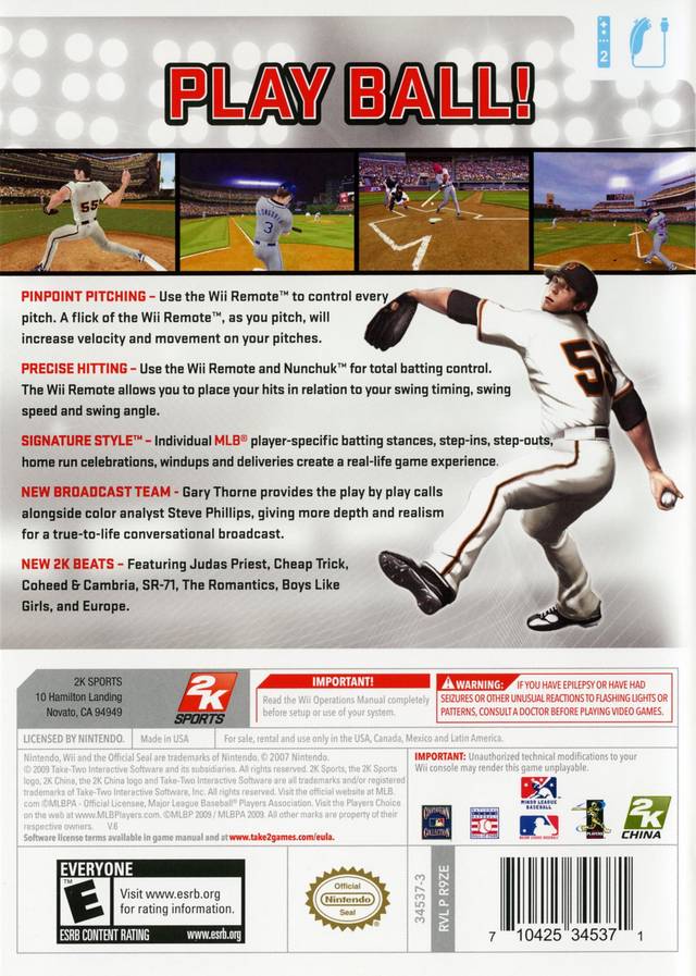 Major League Baseball 2K9 - Nintendo Wii Game