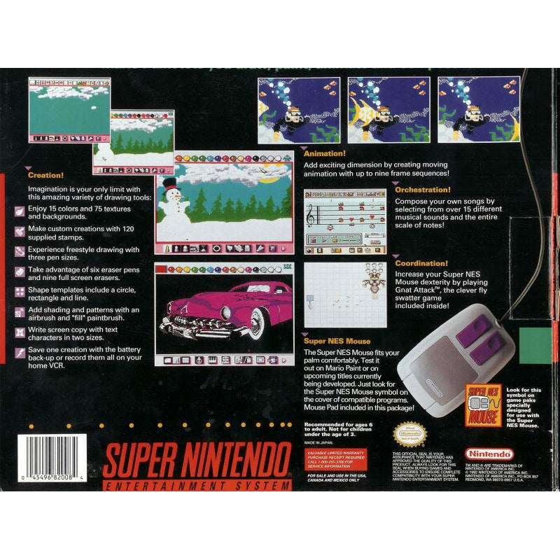 Mario Paint - Super Nintendo (SNES) Game - YourGamingShop.com - Buy, Sell, Trade Video Games Online. 120 Day Warranty. Satisfaction Guaranteed.