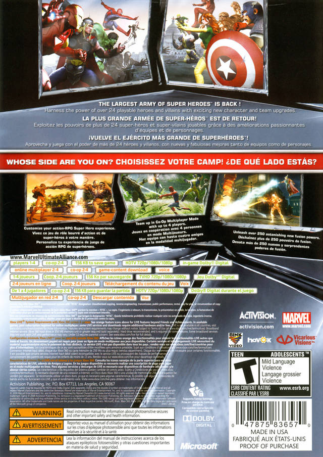 Marvel: Ultimate Alliance 2 - Xbox 360 Game
