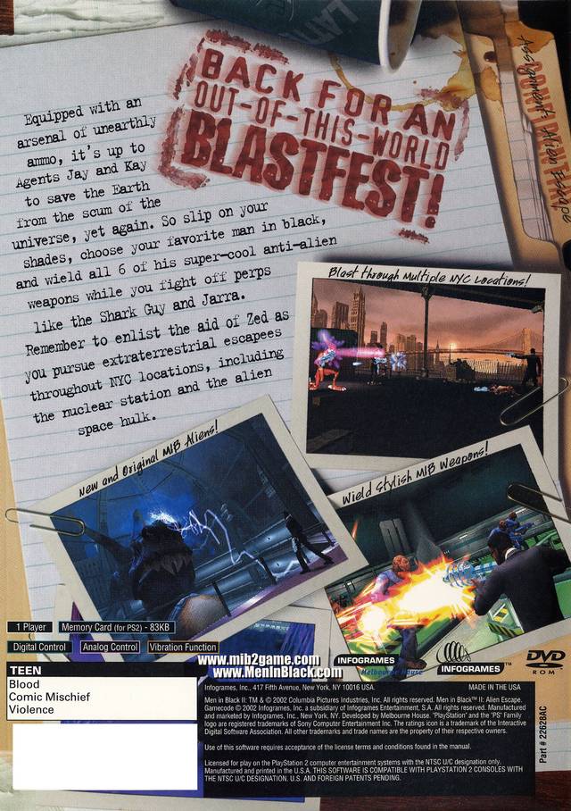 Men in Black II: Alien Escape - PlayStation 2 (PS2) Game