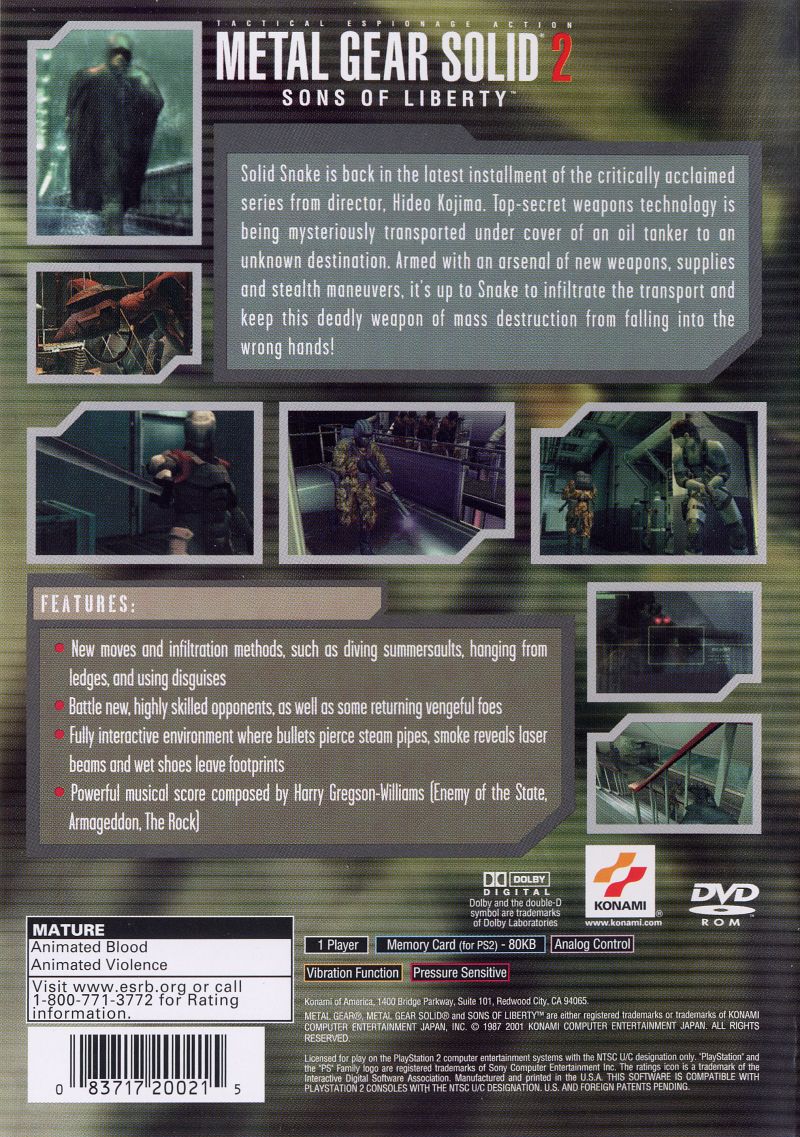 Metal Gear Solid 2: Sons of Liberty (Greatest Hits) - PlayStation 2 (PS2) Game