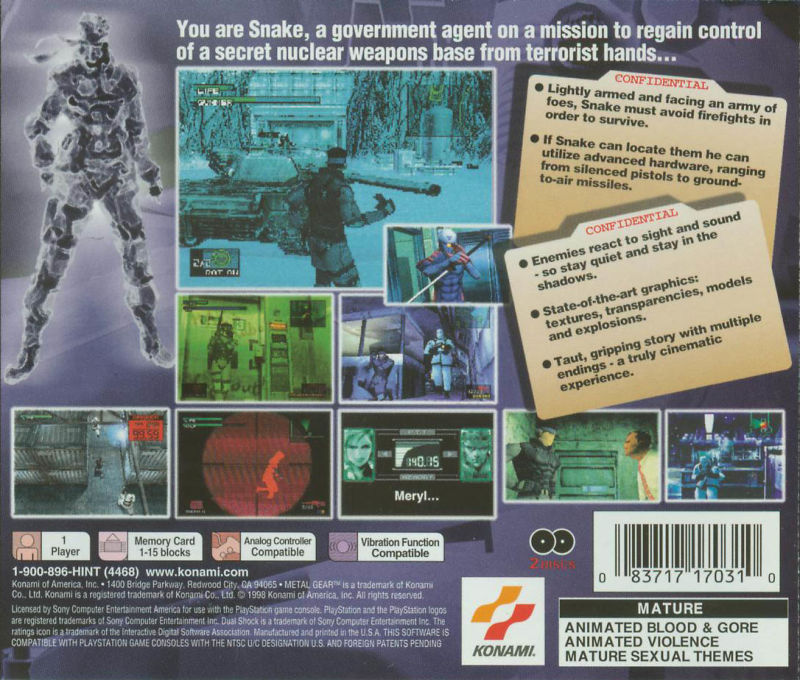 Metal Gear Solid - PlayStation 1 (PS1) Game