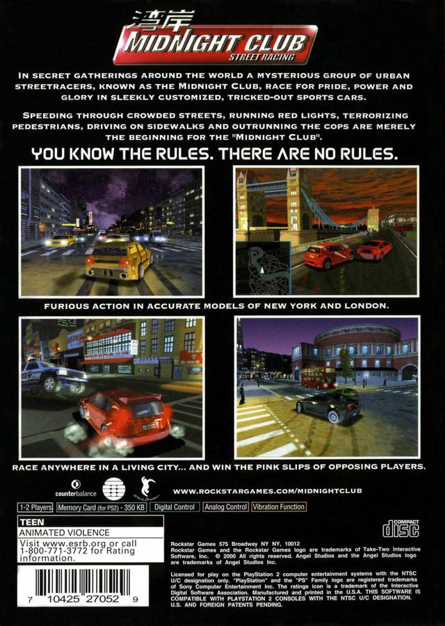 Midnight Club: Street Racing (Greatest Hits) - PlayStation 2 (PS2) Game
