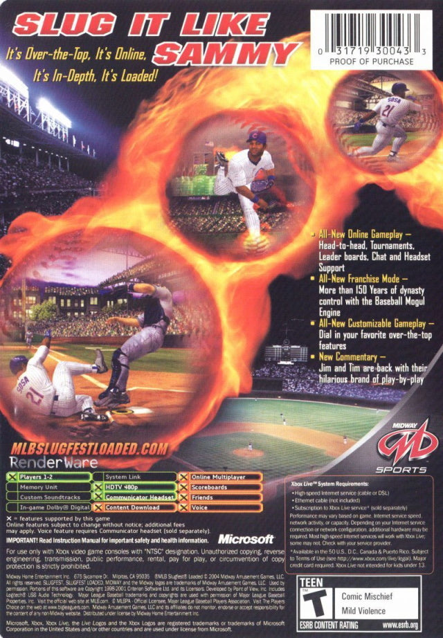 MLB Slugfest Loaded - Microsoft Xbox Game