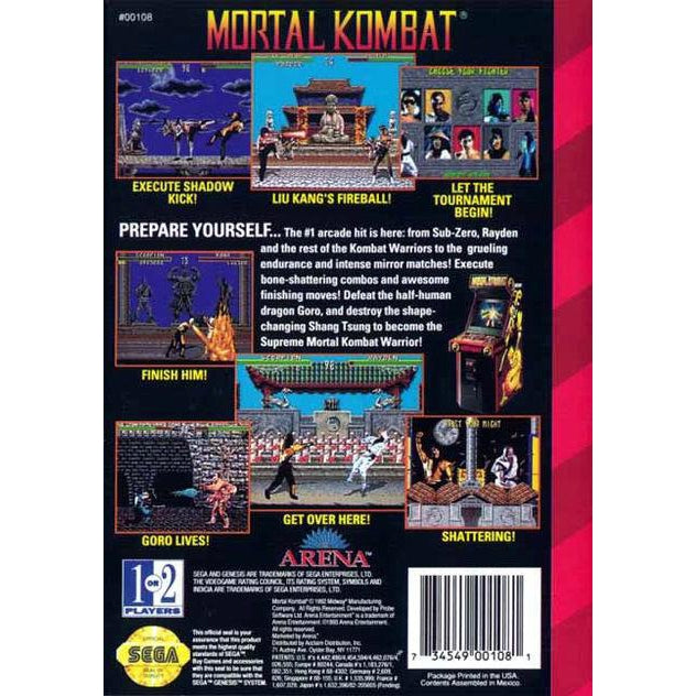 Mortal Kombat - Sega Genesis Game Complete - YourGamingShop.com - Buy, Sell, Trade Video Games Online. 120 Day Warranty. Satisfaction Guaranteed.