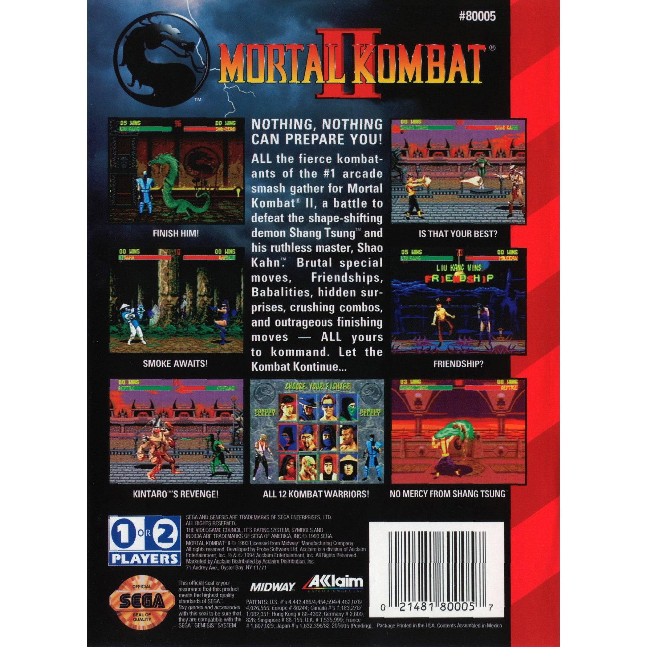 Mortal Kombat II - Sega Genesis Game Complete - YourGamingShop.com - Buy, Sell, Trade Video Games Online. 120 Day Warranty. Satisfaction Guaranteed.