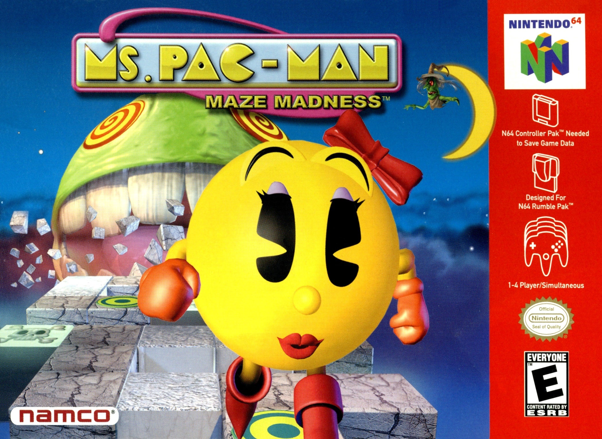 Ms. Pac-Man: Maze Madness - Authentic Nintendo 64 (N64) Game Cartridge