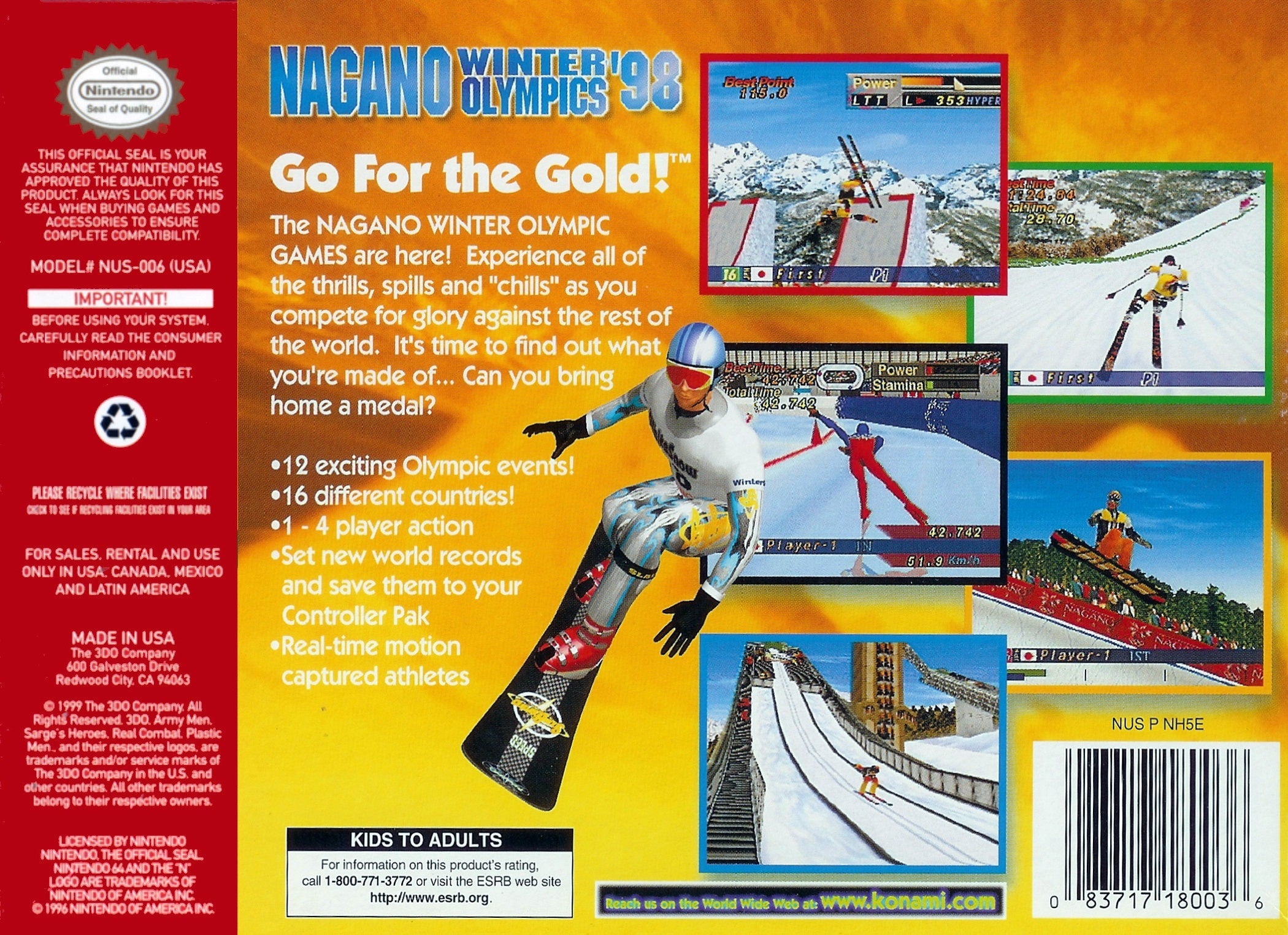 Nagano Winter Olympics '98 - Authentic Nintendo 64 (N64) Game Cartridge