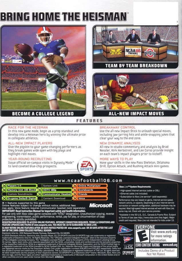 NCAA Football 06 - Microsoft Xbox Game